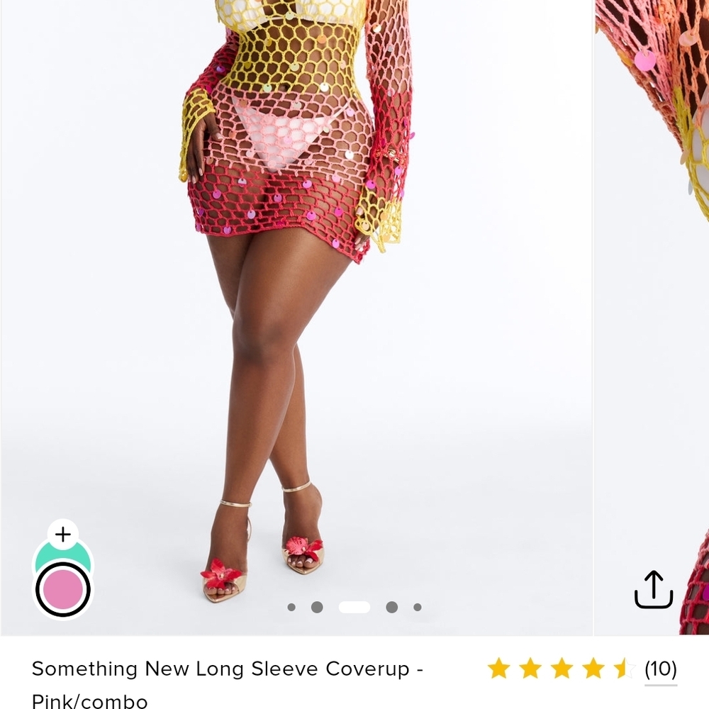 Fashion Nova Pink/Yellow/Red Gradient Crochet Swim Coverup